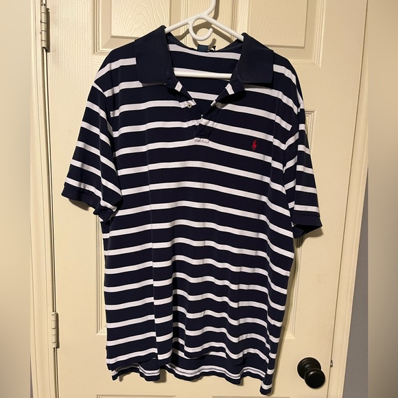 COPY - Ralph Lauren Navy Striped Polo Shirt 3XB - Picture 1 of 1